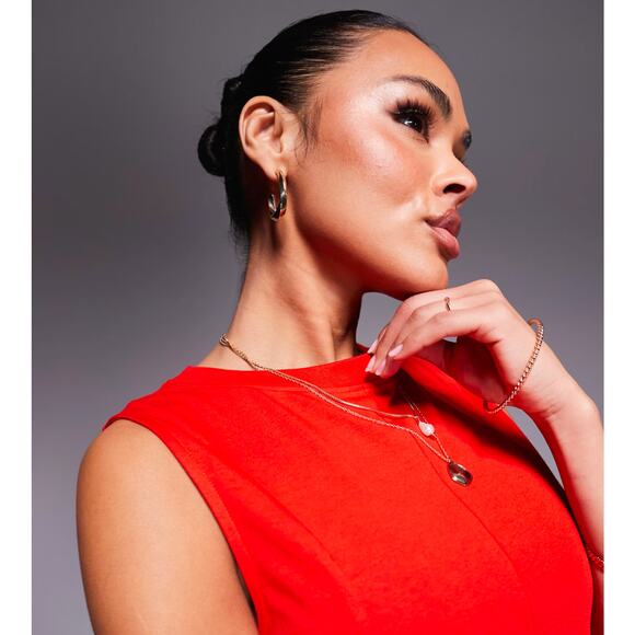 ASOS Cotton Sleeveless Mini Red Sundress - Picture 9 of 13